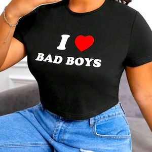 I love bad boys crop tee